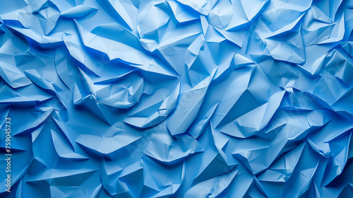 blue crumpled paper abstract background 