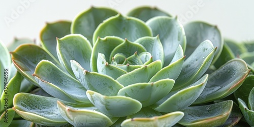 A vivid green succulent plant stands out against a white backdrop.