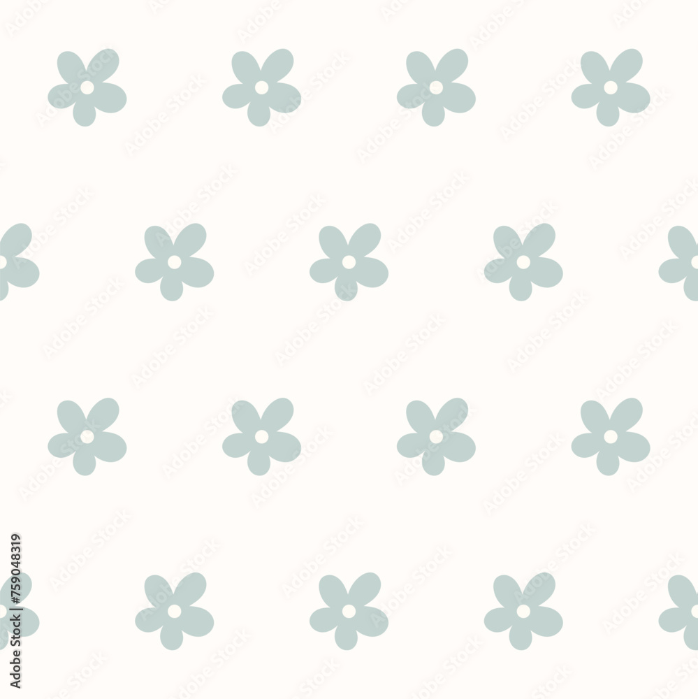 Fototapeta premium Flower Seamless Pattern. Simple Doodle Floral Textile Swatch. Flower Baby Fabric Print Decoration. 