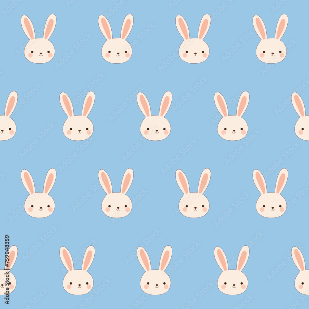 Cute Easter Bunny Character Seamless Pattern Background. Adorable Funny Doodle Rabbit Isolated on Background Wrapping Paper Print. Baby Textile Fabric Cute Easter Hare Swatch Template. 