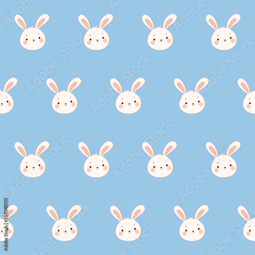 Cute Easter Bunny Character Seamless Pattern Background. Adorable Funny Doodle Rabbit Isolated on Background Wrapping Paper Print. Baby Textile Fabric Cute Easter Hare Swatch Template. 