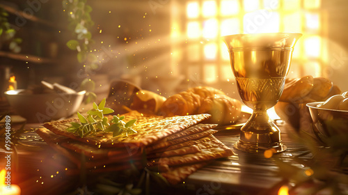 Pesach: A significant festival in Judaism, Pesach commemorates the liberation of the Hebrews from slavery in Egypt, marked by rituals such as the Passover Seder and the symbolic use of matzah photo