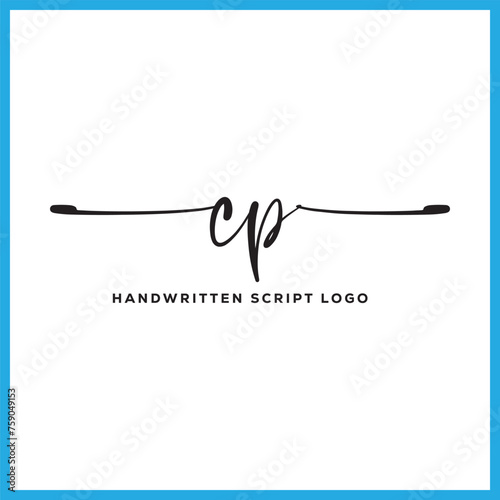 CP initials Handwriting signature logo. CP Hand drawn Calligraphy lettering Vector. CP letter real estate, beauty, photography letter logo design. photo