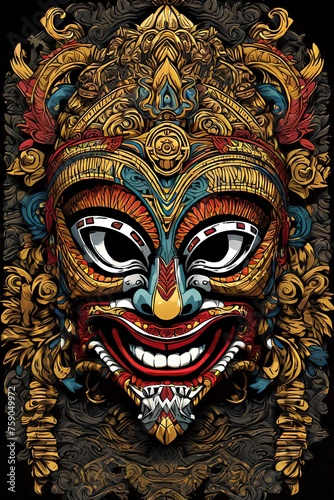 A traditional art of face mask, ofter worshiped as rural  demigod 