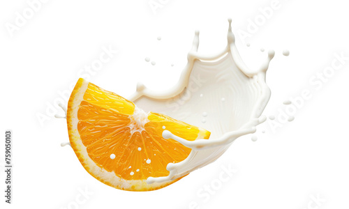 Orange milk splash isolated on transparent background. photo