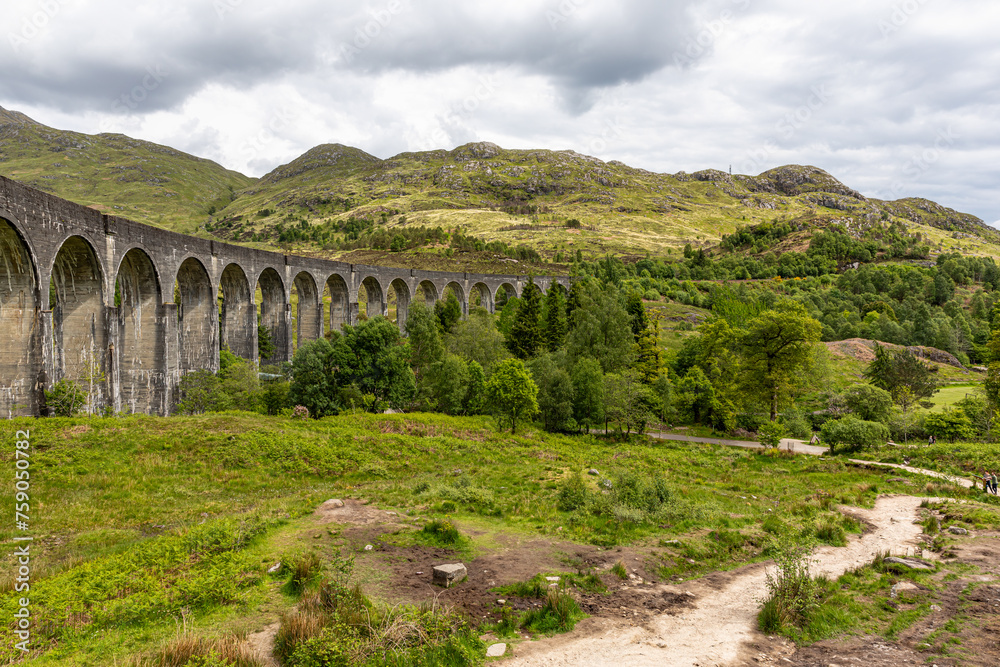 June 2, 2022. Scotland, UK. Glenfinnan Railway Viaduct.