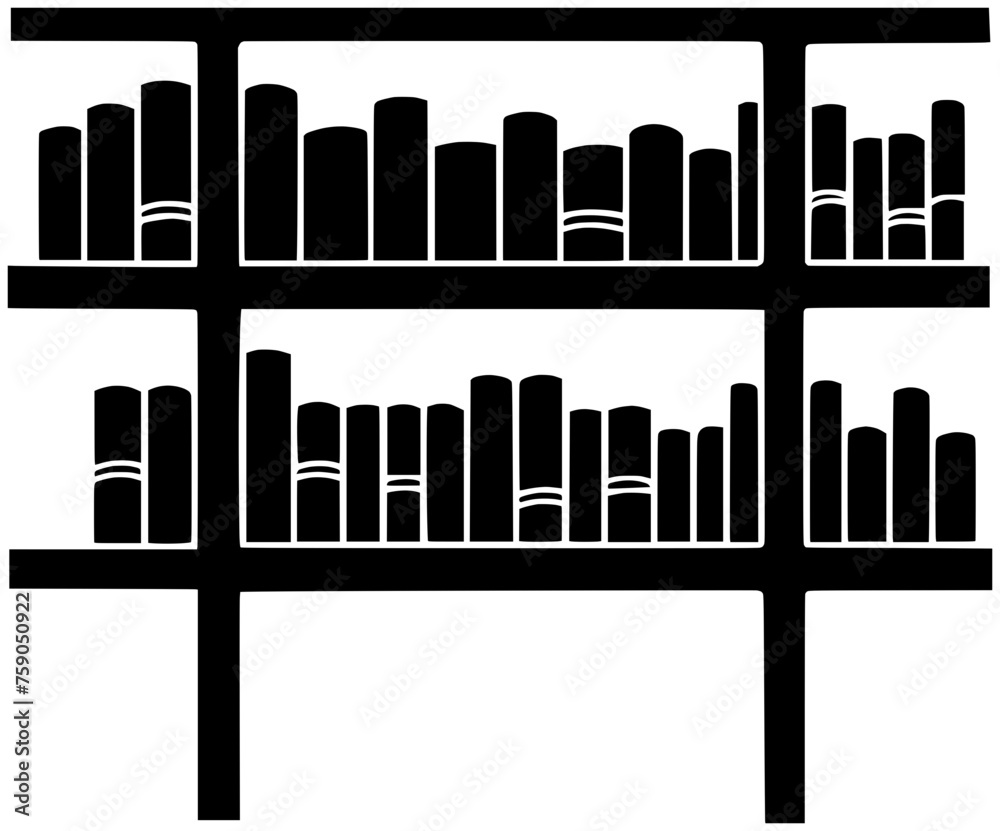 Obraz premium library illustration university silhouette bookshelf logo study icon book outline school knowledge education stack literature page paper wisdom old shape science pile desk for vector graphic