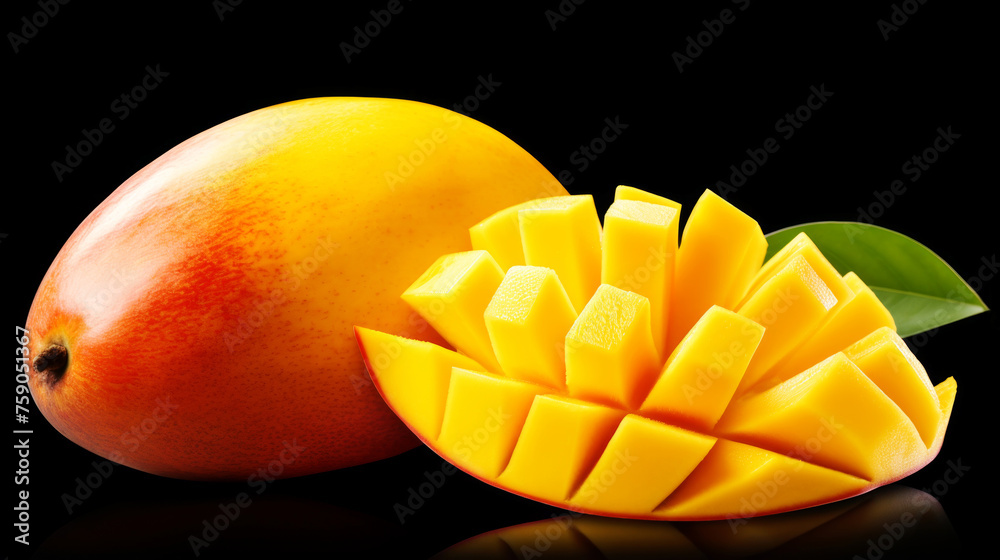 Mango fruit isolated on a black background Mango fruit isolated on a black background