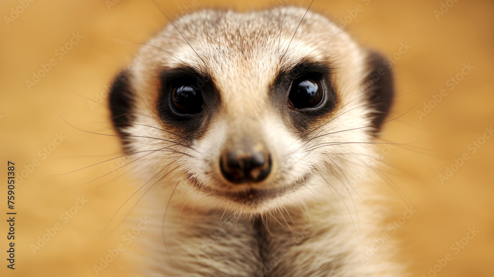 Obraz premium Portrait of a cute little meerkat