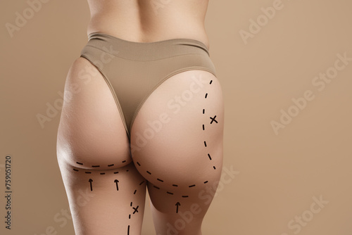 Obraz na plátně Female body with the drawing arrows