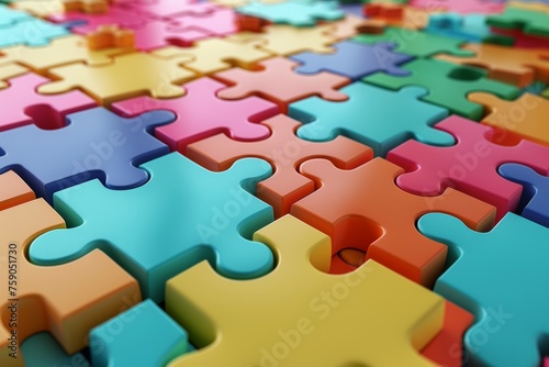 3D Render, Interlocking Puzzle Pieces To convey the idea of connection and creativity