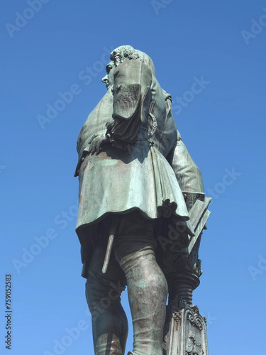 Sculpture of baroque composer George Frideric Handel in german Georg Friedrich Haendel in Halle (Saale)