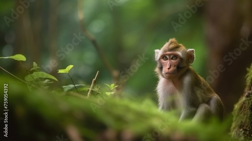 japanese macaque sitting on a tree