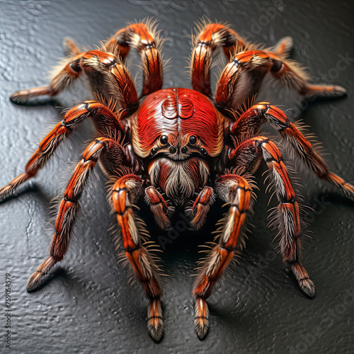 Vogelspinne, Tarantula (Theraphosidae), vor neutralem Hintergrund, Generative AI