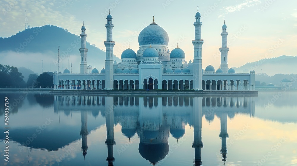 Obraz premium Serene Mosque View in Tranquil Atmosphere
