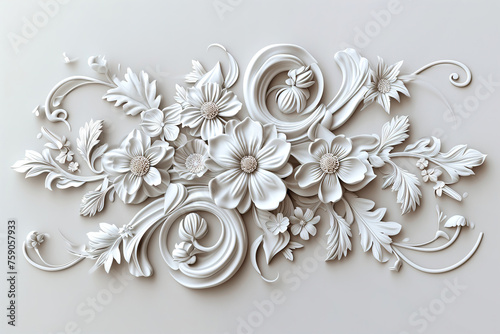 Flowers background, beautiful flowers made of red and white porcelain.