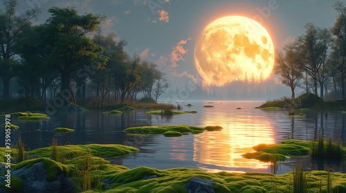Alien planet landscape with...