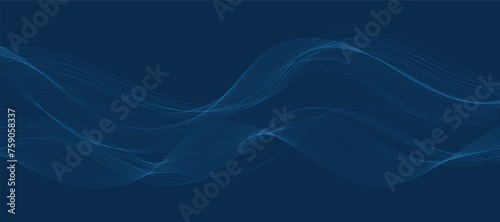 Abstract Banner Template with Blue wavy lines. Technology Banner. EPS10 © VectorStockStuff