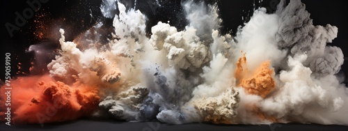 a explosion of white and orange powder