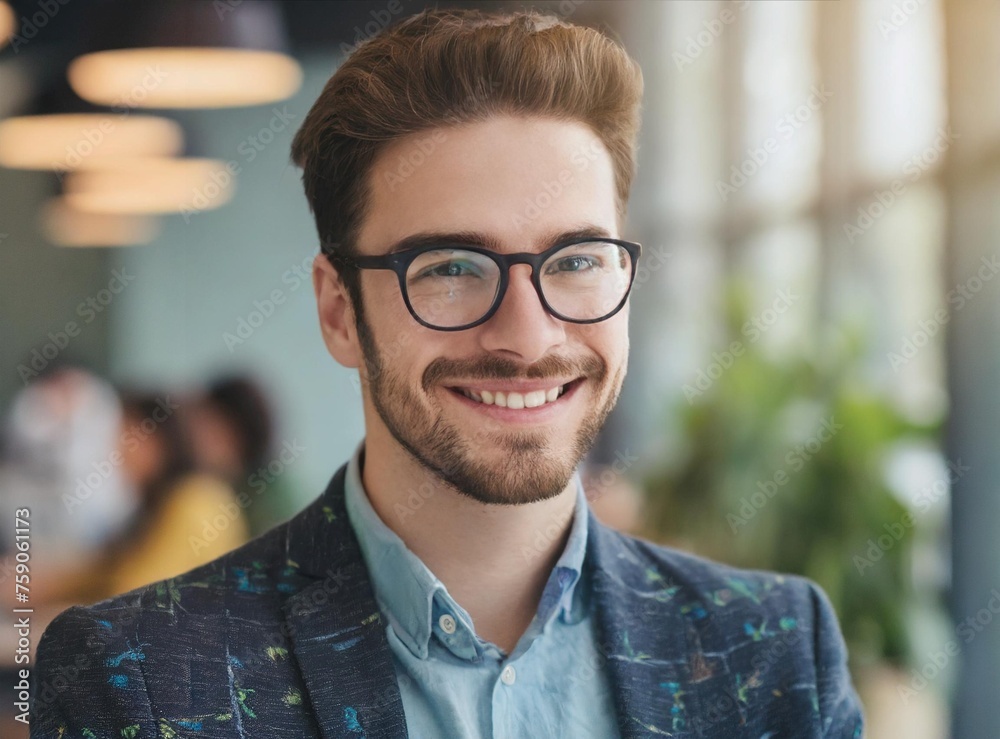 Fototapeta premium Happy business man listening to a discussion in an office