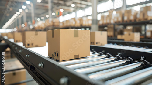 Close-up of multiple cardboard box packages seamlessly, warehouse fulfillment center, a snapshot of e-commerce, delivery, automation, and products. Generative Ai