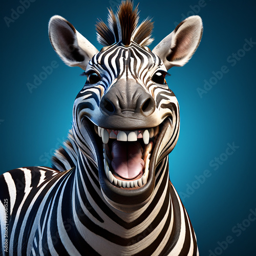 Zebra cartoon character with a funny and happy expression, with white smile