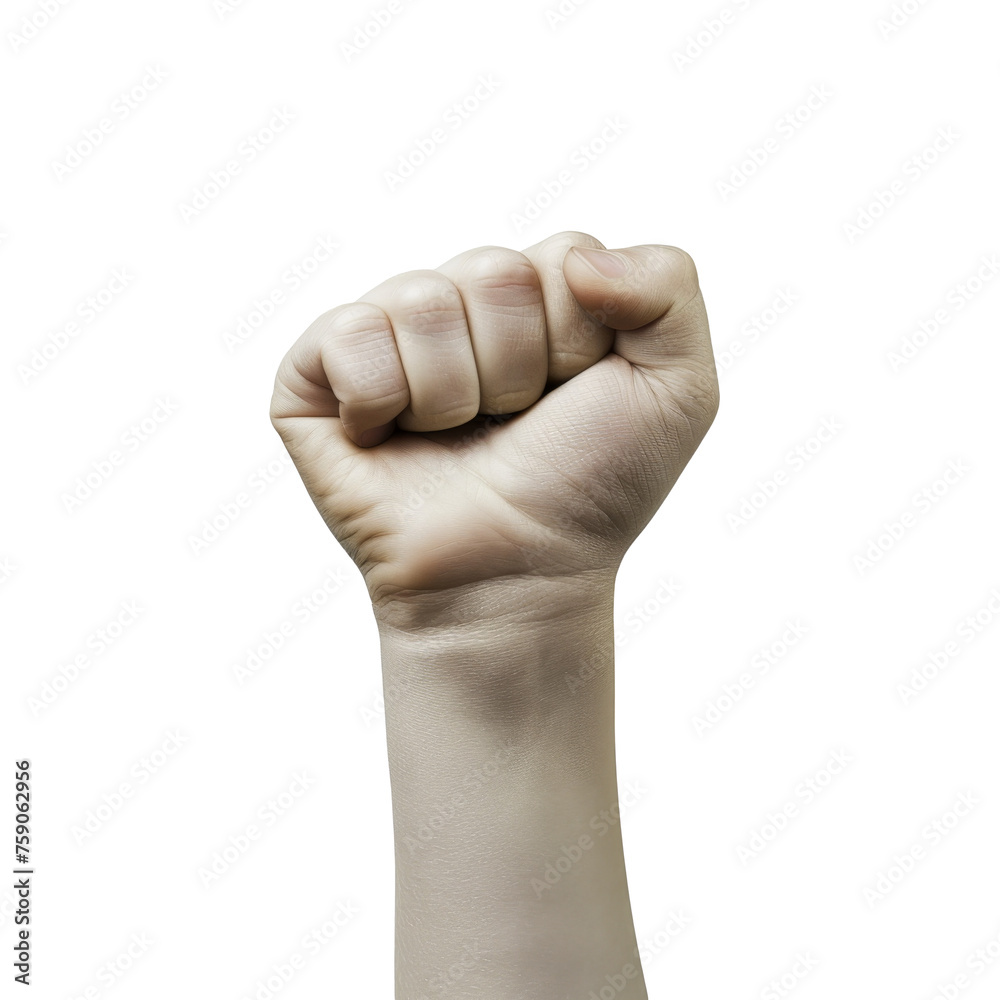 Raised fist of a child on Transparent Background