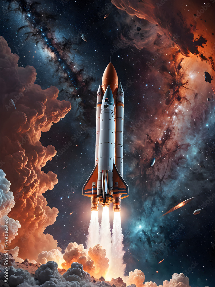 Naklejka premium rocket in space
