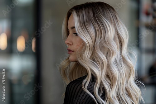 Blonde Balayage Technique on a Young Beautiful Woman
