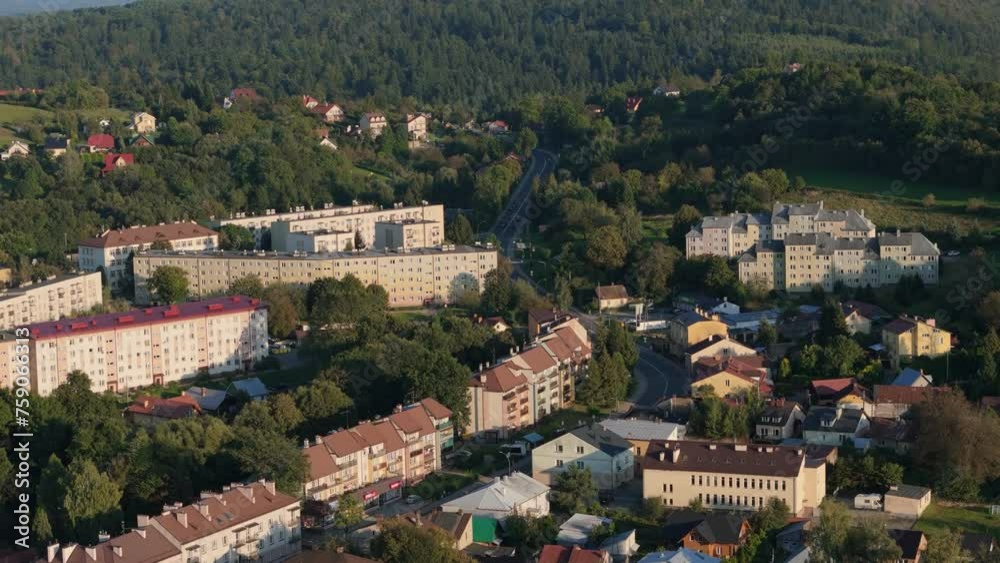 Beautiful Road Mountains Lesko Aerial View Poland Beautiful Road Mountains Lesko Aerial View Poland
