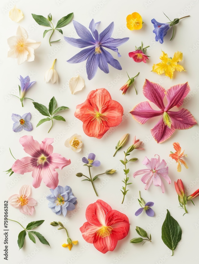 Obraz premium collection of flowers closeup. Beautiful spring and summer flowers. Set of different beautiful flowers isolated on white background