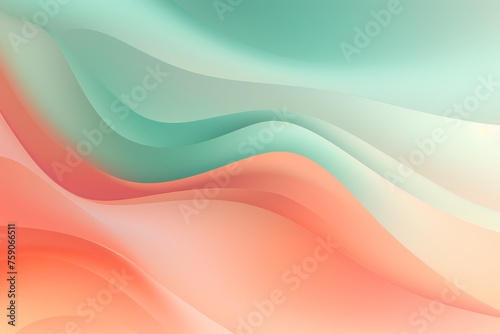 Mint Green to Pale Coral abstract fluid gradient design, curved wave in motion background for banner, wallpaper, poster, template, flier and cover