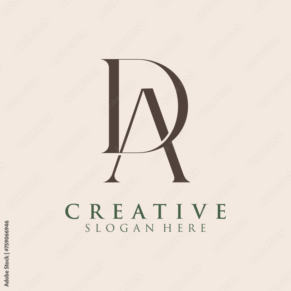 Luxury Initial DA Monogram Text Letter Logo Design