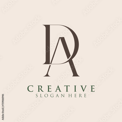 Obraz na płótnie Luxury Initial DA Monogram Text Letter Logo Design w salonie