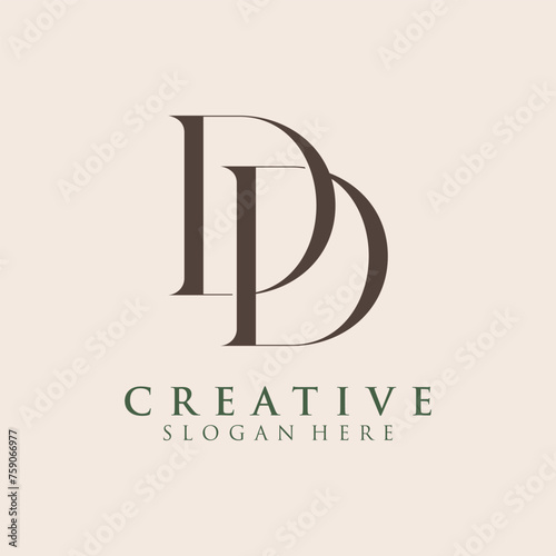 Obraz na płótnie Luxury Initial DD Monogram Text Letter Logo Design w salonie