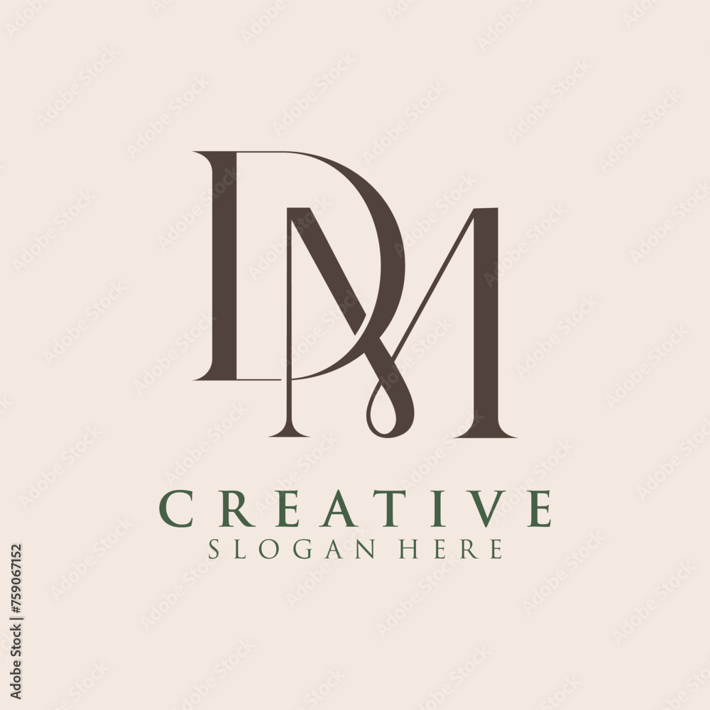 Luxury Initial DM Monogram Text Letter Logo Design