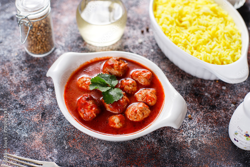 Chicken meatballs with tomato sauce. Chicken meatballs with tomato sauce.