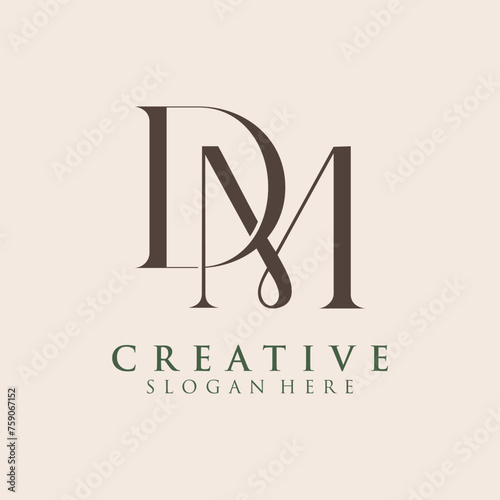 Obraz na płótnie Luxury Initial DM Monogram Text Letter Logo Design w salonie