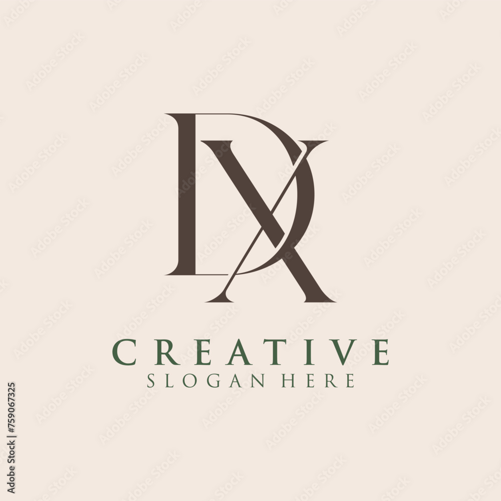Luxury Initial DX  Monogram Text Letter Logo Design
