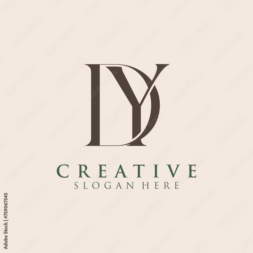 Luxury Initial DY Monogram Text Letter Logo Design