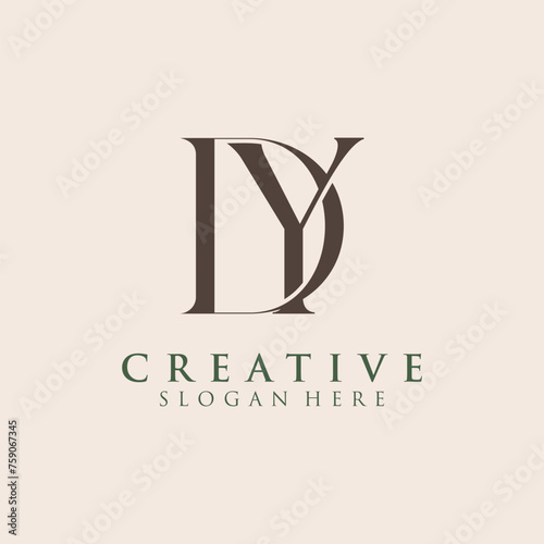 Obraz na płótnie Luxury Initial DY Monogram Text Letter Logo Design w salonie
