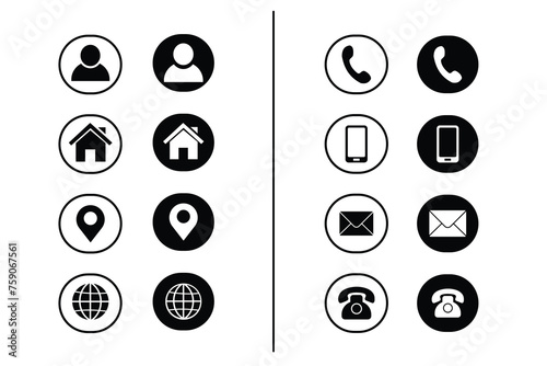 Contact information icons for business card 