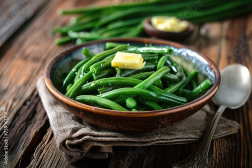 Bowl of Green Beans with Bu...