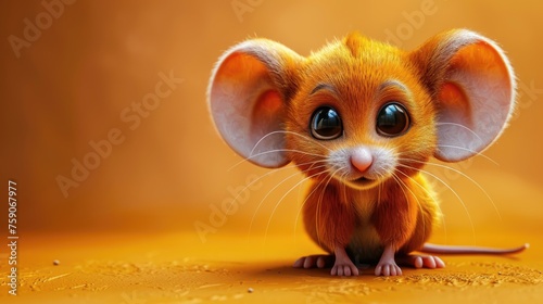 Adorable mouse with large eyes and a curious expression.