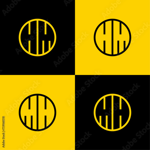 Simple HM and MH Letters Circle Logo Set, suitable for business with HM and MH initials