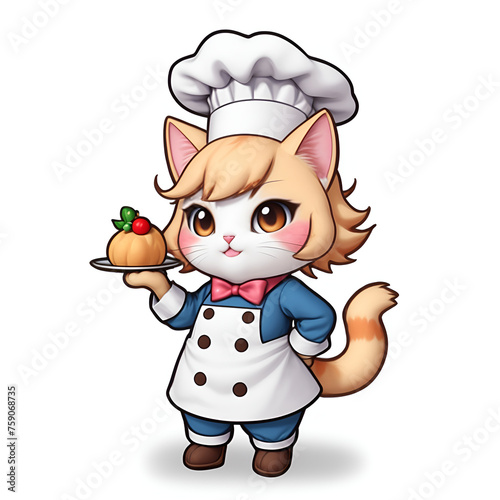 シェフの恰好をした可愛い猫