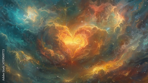 Celestial Heart: A Heart-Shaped Nebula Radiating Love and Connection in the Cosmic Sky
