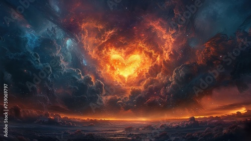 Cosmic Heart of a Nebula: A Beacon of Hope and Renewal in the Universe