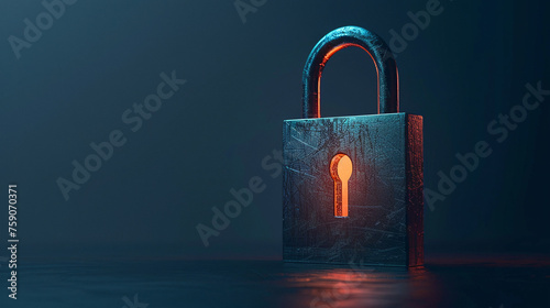 Image of metal lock on dark background. Data protection concept