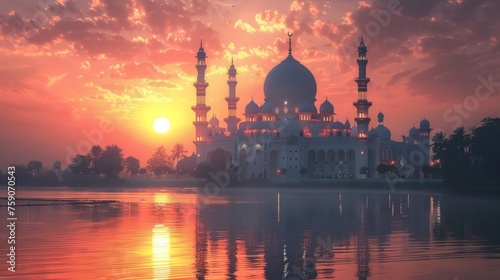 Tranquil Mosque Scenery with Peaceful Vibes